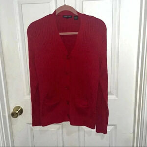 Jeanne Pierre button up red sweater / sz lg